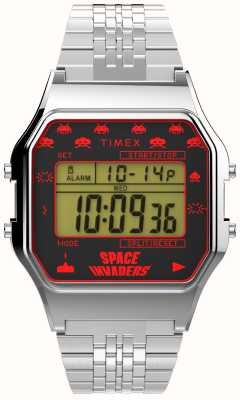 Timex 80 space invaders digitale wijzerplaat / zilverkleurige metalen armband TW2V30000