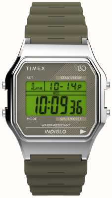 Timex 80 groen digitaal display / groene kunststof band TW2V41100