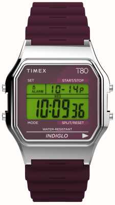 Timex 80 bordeauxrood digitaal display / bordeauxrode harsband TW2V41300