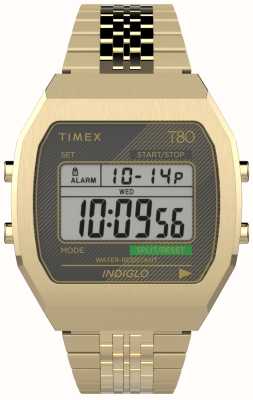 Timex T80 digitale display goudkleurige roestvrijstalen armband TW2V74300