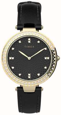 Timex Legacy zwarte wijzerplaat/zwarte leren band voor dames TW2V45100