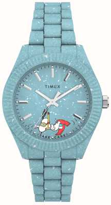Timex Dameswaterbury ocean x peanuts snoopy blauwe wijzerplaat / #tide blauwe armband TW2V53200
