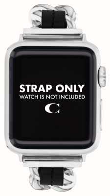 Coach Apple watch band (38/40/41mm) zwart leren RVS ketting 14700187