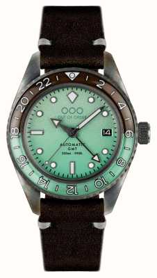 Out Of Order After eight automatic gmt (40mm) mintgroene wijzerplaat / chocoladebruin leer OOO.001-25.AE