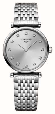 LONGINES La grande classique de longines zilveren, met diamanten bezette wijzerplaat / roestvrijstalen armband L42094706