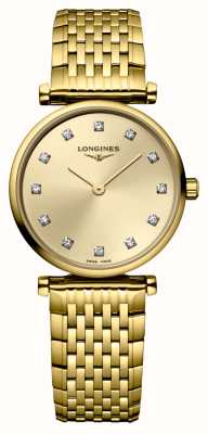 LONGINES La grande classique de longines gouden, met diamanten bezette wijzerplaat / gouden pvd armband L42092378