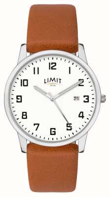 Limit Herenhorloge | zilveren kast & pu band met zilver witte wijzerplaat 5778