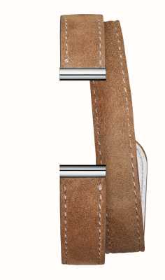 Herbelin Antarès verwisselbare horlogeband - double wrap bruin suède leer / edelstaal - alleen band BRAC17048A187