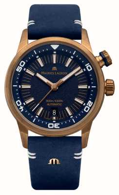 Maurice Lacroix Pontos s diver bronze limited edition (42mm) blauwe wijzerplaat / blauw vintage leer + blauw rubber PT6248-BRZ0B-430-4