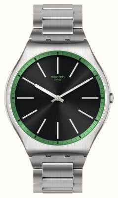 Swatch Groene grafiet zwarte wijzerplaat / roestvrijstalen armband SS07S128G