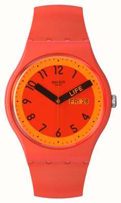Swatch Trots rode rode wijzerplaat rode siliconen band SO29R705