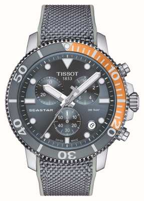Tissot Seastar 1000 chronograaf (45,5 mm) grijze wijzerplaat / grijze stoffen siliconen band T1204171708101