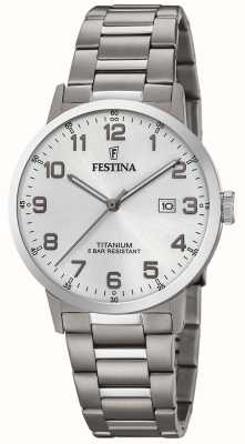 Festina Heren (40,5 mm) zilveren wijzerplaat / titanium armband F20435/1