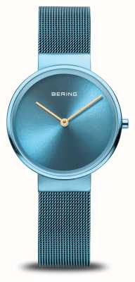 Bering Klassieke dames (31 mm) blauwe wijzerplaat / blauwe milanese armband 14531-388