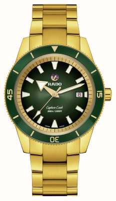 RADO Captain cook automatisch (42 mm) groene wijzerplaat / gouden pvd roestvrijstalen armband R32136323