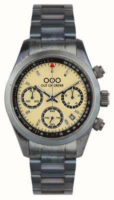 Out Of Order Crème sportieve chronografo (40 mm) crèmekleurige wijzerplaat / roestvrijstalen armband OOO.001-23.CR.AC