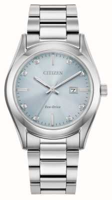 Citizen Dames eco-drive (33 mm) blauwe diamanten bezette wijzerplaat / roestvrijstalen armband EW2700-54L