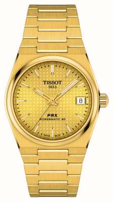 Tissot Prx powermatic 80 (35mm) gouden wijzerplaat / goud pvd edelstaal T1372073302100
