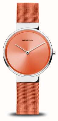 Bering Dames klassieke (31 mm) oranje wijzerplaat / oranje stalen mesh-armband 14531-505