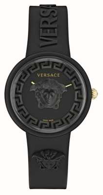 Versace Damesmedusa (39 mm) zwarte wijzerplaat / zwarte siliconen band VE6G00223