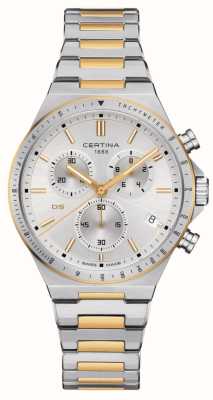 Certina Ds-7 chronograaf (41 mm) zilveren wijzerplaat / tweekleurige roestvrijstalen armband C0434172203100