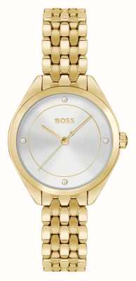 BOSS Mae (24,5 mm) zilveren wijzerplaat / gouden roestvrijstalen armband 1502733