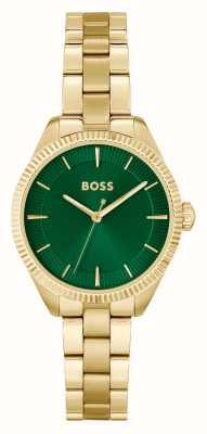 BOSS Sage (32 mm) groene wijzerplaat / gouden roestvrijstalen armband 1502729