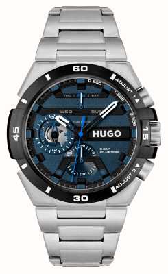 HUGO #wild (46 mm) blauwe wijzerplaat / roestvrijstalen armband 1530337