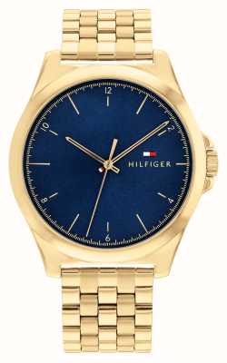Tommy Hilfiger Heren norris (42 mm) blauwe wijzerplaat / goudkleurige roestvrijstalen armband 1710546