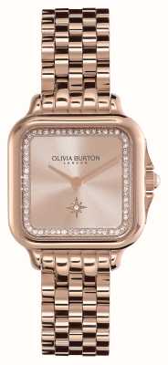 Olivia Burton Zachte vierkante (28 mm) roségouden / roségouden roestvrijstalen armband 24000085
