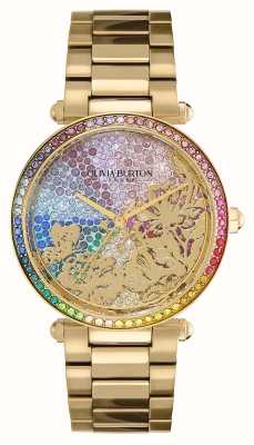 Olivia Burton Kaleido bloom regenboogkristal wijzerplaat / goudkleurige roestvrijstalen armband 24000082