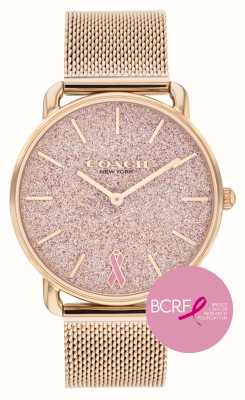 Coach Dames elliot bcrf (36 mm) roze glitter wijzerplaat / roségouden roestvrijstalen mesh-armband 14504212