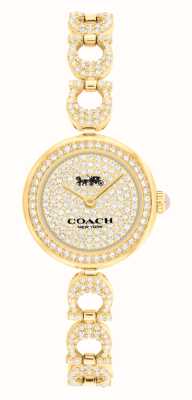 Coach Damesgracie (23 mm) met kristallen bezette wijzerplaat en goudkleurige kristallen roestvrijstalen armband 14504219