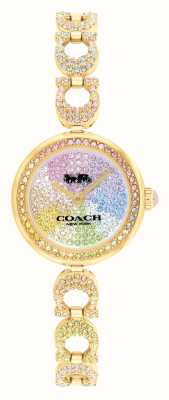 Coach Gracie (23 mm) regenboogkristallen wijzerplaat / goudkleurige roestvrijstalen armband 14504220