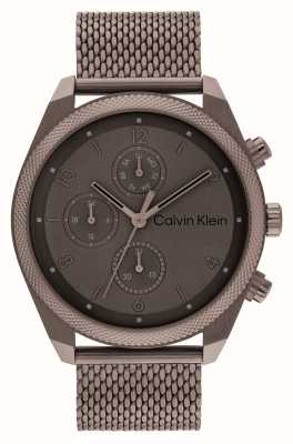 Calvin Klein Impact heren (44 mm) bruine wijzerplaat / bruine stalen mesh-armband 25200361