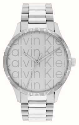 Calvin Klein Iconische (42 mm) zilveren logo wijzerplaat / roestvrijstalen armband 25200342