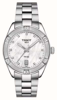 Tissot Pr 100 sport chic diamant (36mm) parelmoer wijzerplaat / roestvrij staal T1019101111600