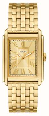 Fossil Carraway (30 mm) gouden wijzerplaat / goudkleurige roestvrijstalen armband FS6009