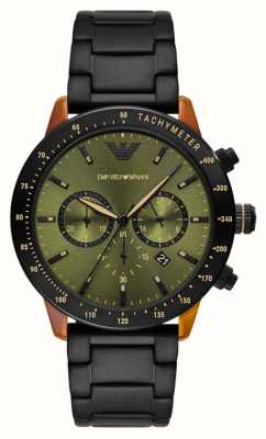 Emporio Armani Heren (43 mm) groene chronograaf wijzerplaat / zwarte roestvrijstalen armband AR11548