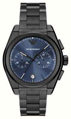 Emporio Armani Heren (43 mm) blauwe chronograaf wijzerplaat / zwarte roestvrijstalen armband AR11561