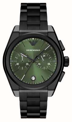 Emporio Armani Heren (43 mm) groene chronograaf wijzerplaat / zwarte roestvrijstalen armband AR11562