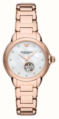 Emporio Armani Damesautomatische (34 mm) parelmoeren wijzerplaat / roségoudkleurige roestvrijstalen armband AR60072