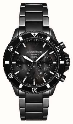 Emporio Armani Heren (43 mm) zwarte chronograaf wijzerplaat / zwarte keramische armband AR70010