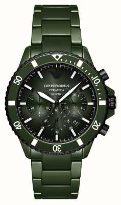 Emporio Armani Heren (43 mm) groene chronograaf wijzerplaat / groene keramische armband AR70011