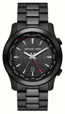 Michael Kors Runway gmt (45 mm) zwarte wijzerplaat / zwarte roestvrijstalen armband MK9110