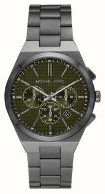 Michael Kors Lennox (41 mm) groene chronograaf wijzerplaat / gunmetal roestvrijstalen armband MK9118