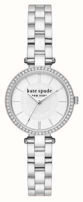 Kate Spade Holland (28 mm) witte wijzerplaat / roestvrijstalen armband KSW1728