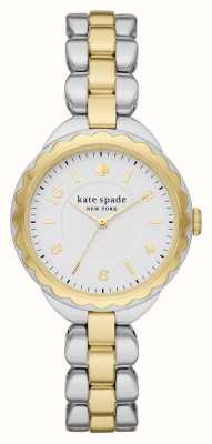 Kate Spade Morningside (34 mm) witte wijzerplaat / tweekleurige roestvrijstalen armband KSW1736