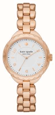 Kate Spade Morningside (34 mm) witte wijzerplaat / roségoudkleurige roestvrijstalen armband KSW1738