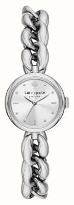 Kate Spade Monroe (24 mm) zilveren wijzerplaat / roestvrijstalen armband in kettingstijl KSW1802